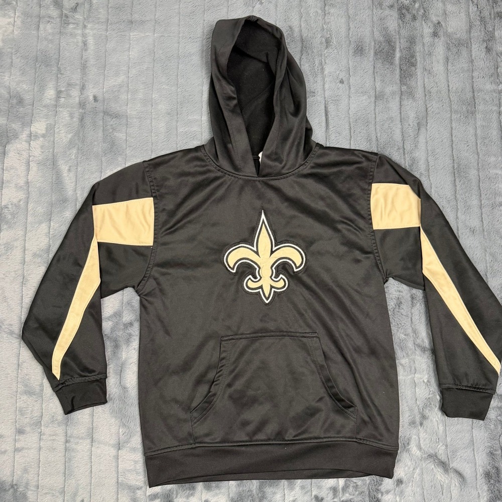 NFL Team Apparel New Orleans Saints Youth Hoodie Black Gold Large 12/14 7215